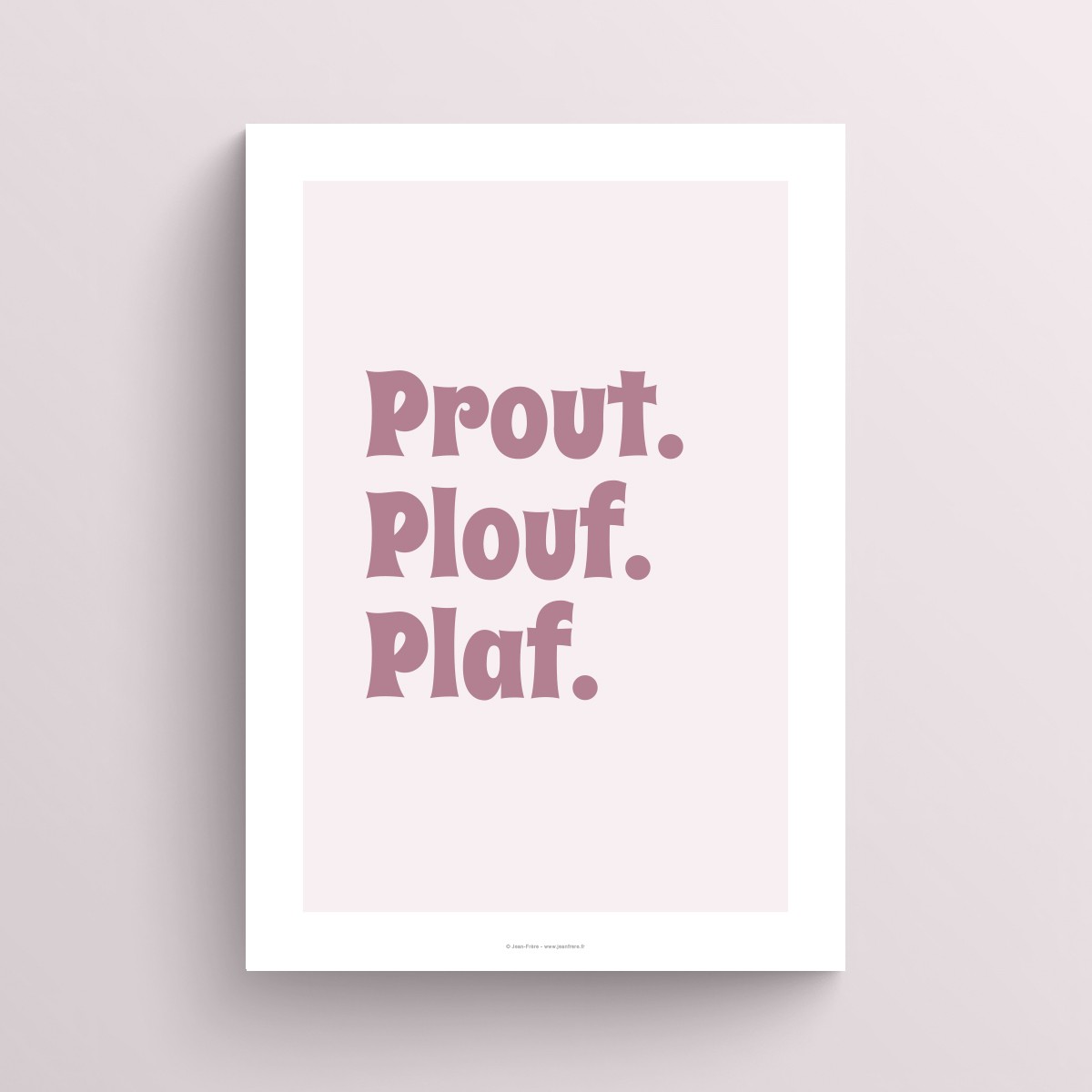 Affiche humour toilettes citation "Prout Plouf Plaf" décoration murale poster WC en couleurs Violet mauve JPG (fichier à imprimer soi-même)